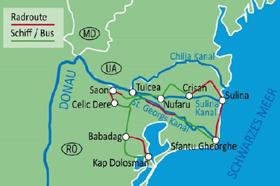 En bici & barco por el Delta del Danubio - mapa